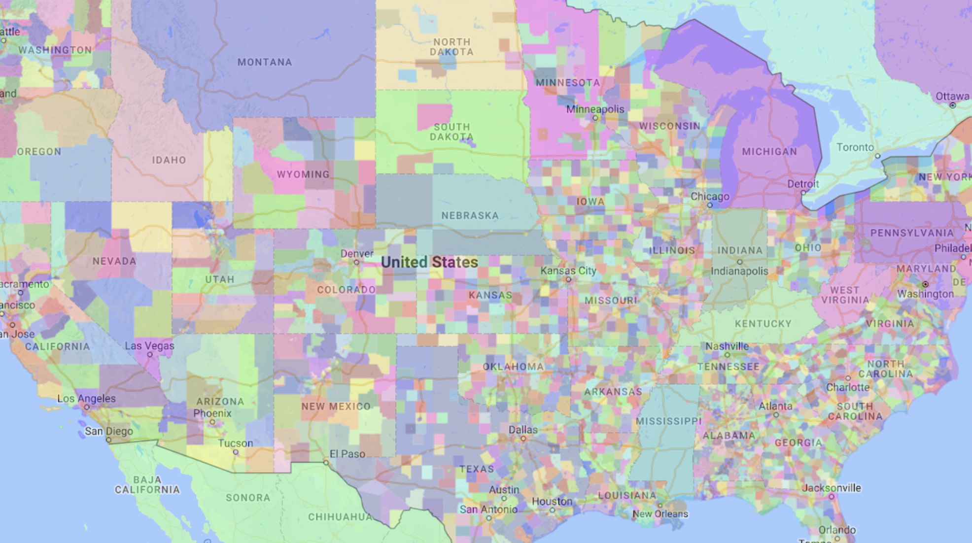 map how US zip codes
