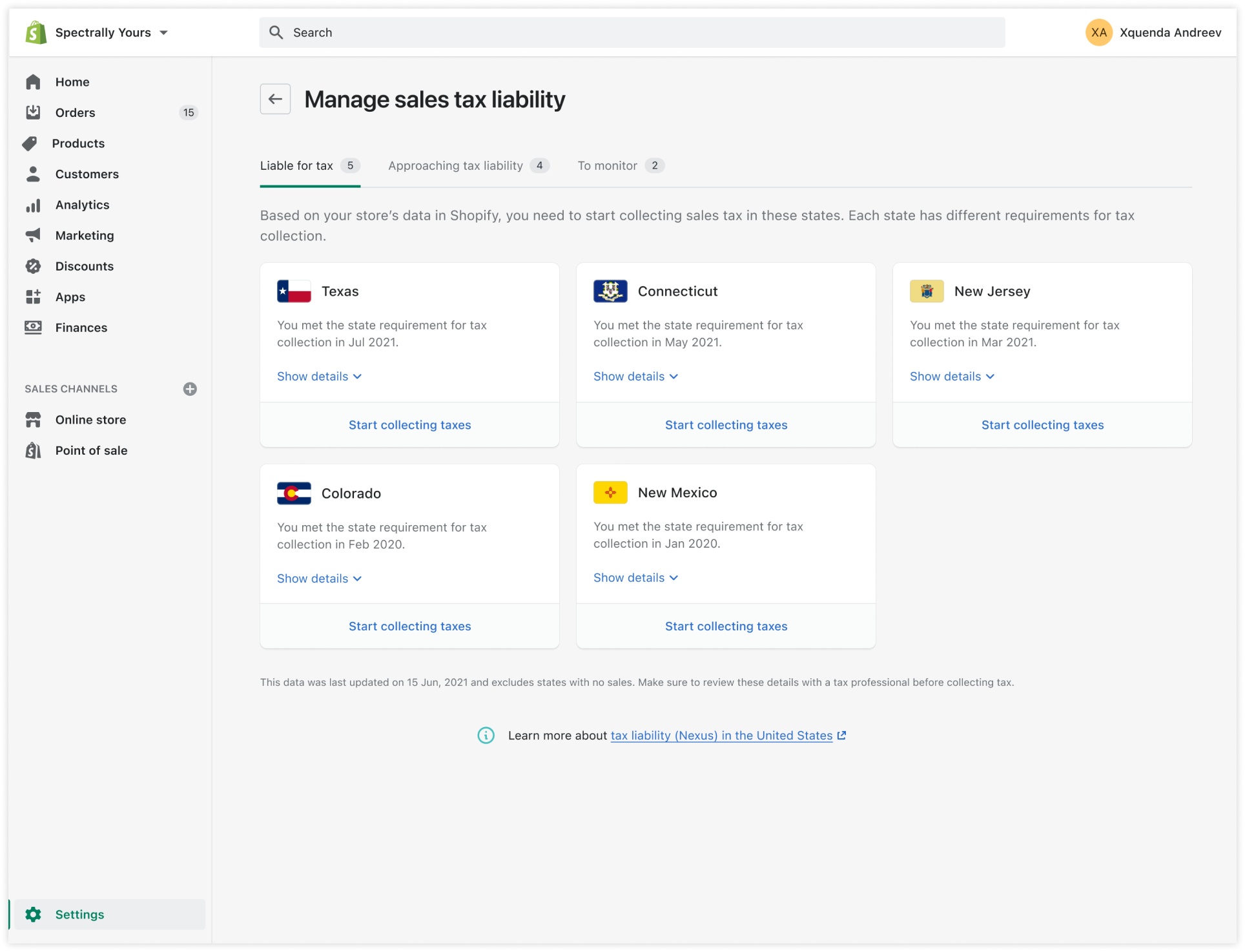 Tax libability insights dashboard