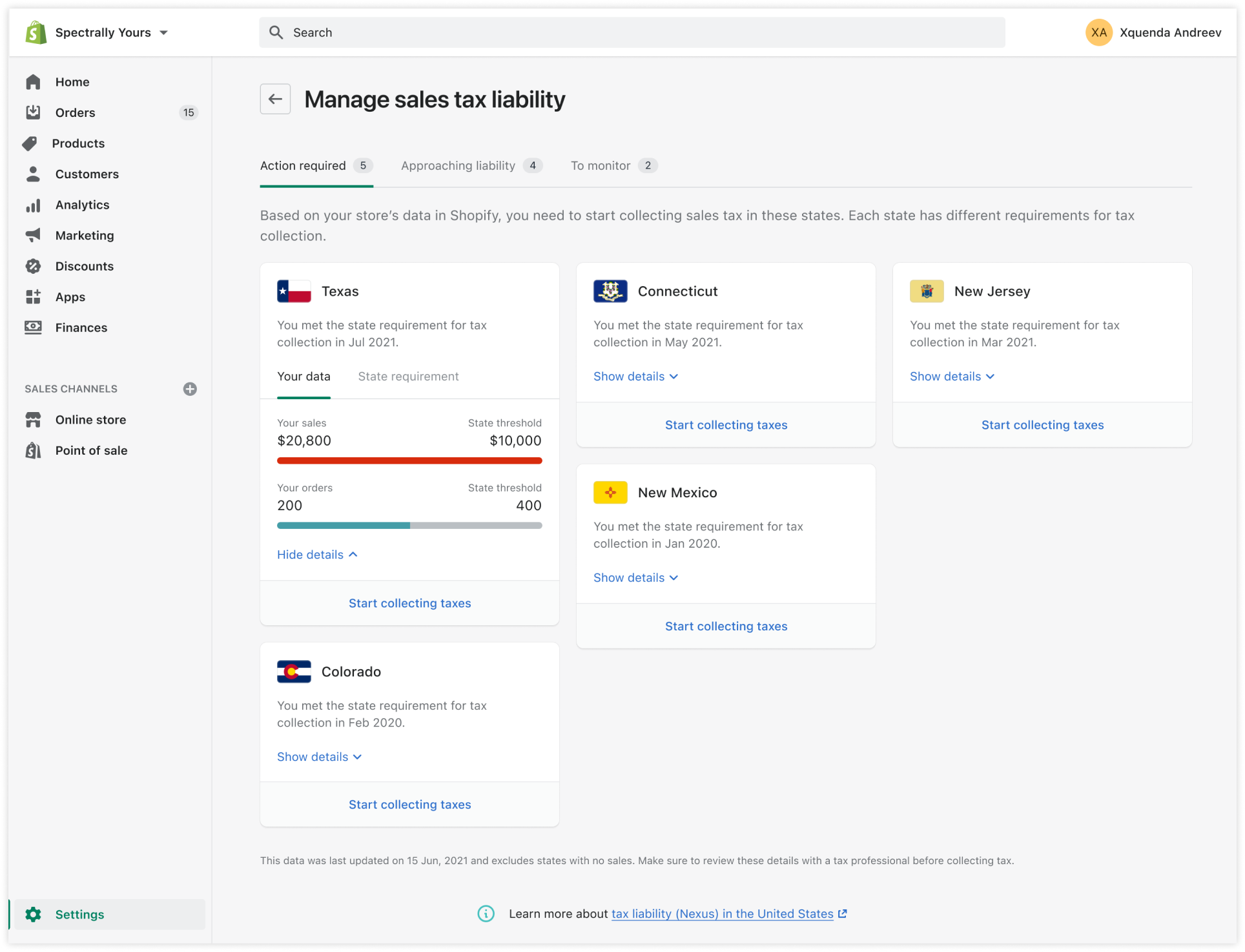 Tax libability insights dashboard